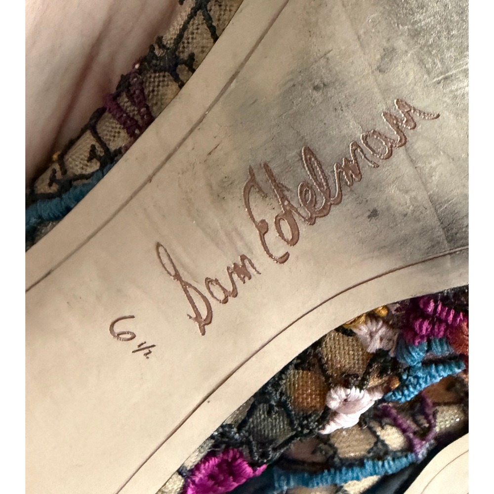 Sam Edelman Floral Embroidered Mesh Kitten Heel Ankle Boots Multi Color Size 6.5 - Picture 7 of 7